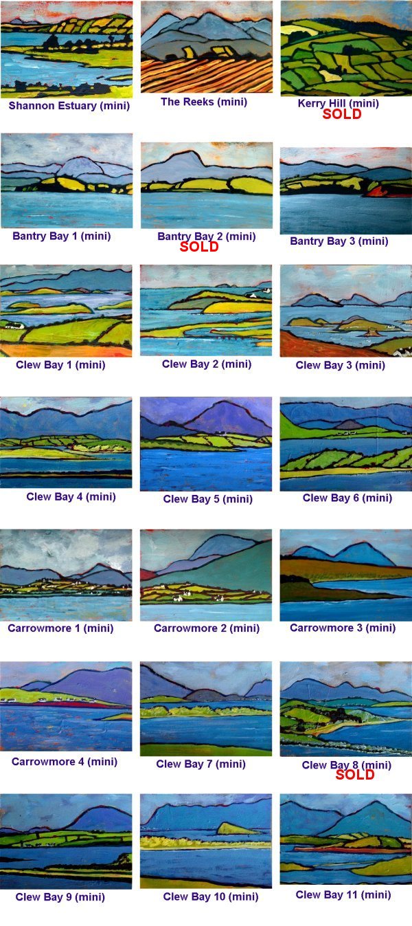 21 miniature landscape original paintings of Ireland