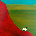 Painting of a landscape with a sheep
