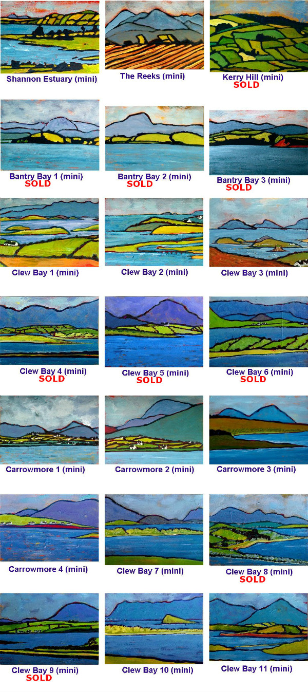Miniature Landscape Paintings of Ireland incl Clew Bay, Bantry Bay and Carrowmore Lake